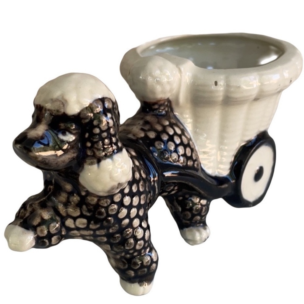 BLACK And White Poodle Cart by Shafford Planter